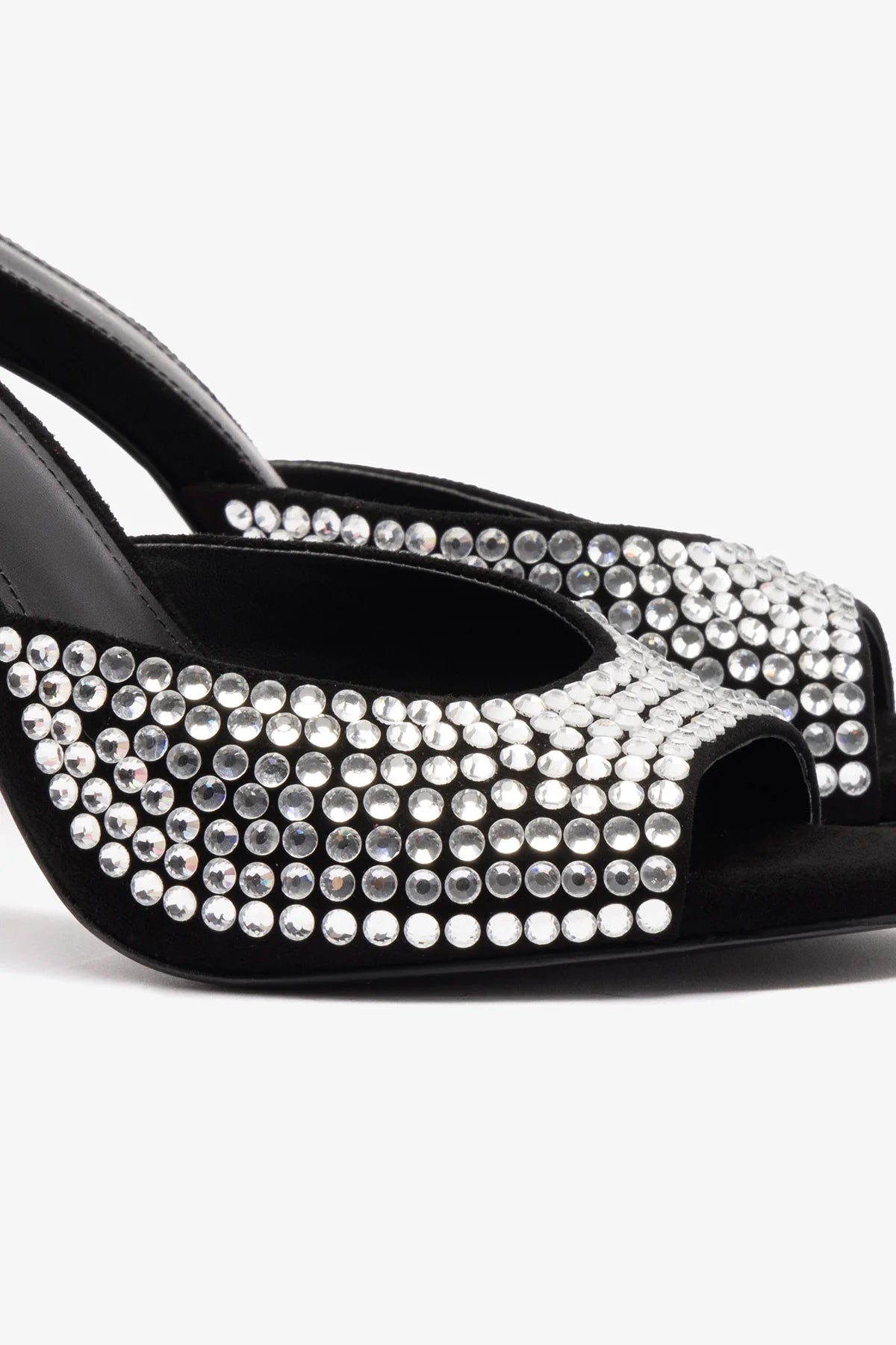 Jasmine Hi Mule In Black Suede and Crystals - Image 4