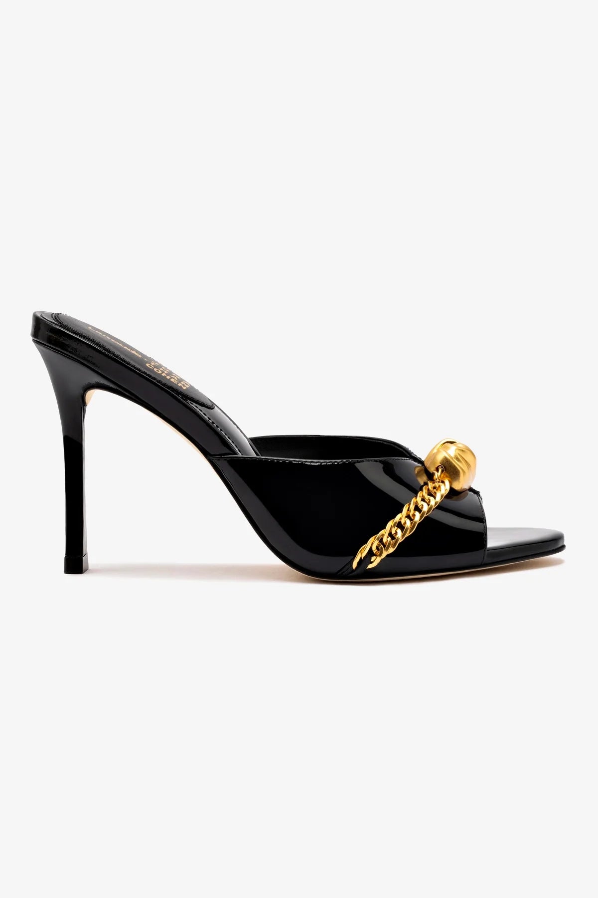 Larroudé x Jonathan Cohen Mule In Black Patent Leather