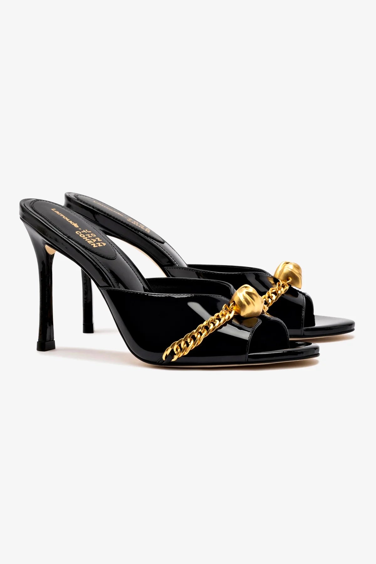 Larroudé x Jonathan Cohen Mule In Black Patent Leather - Image 2