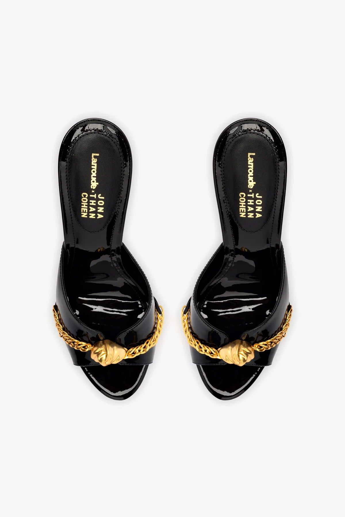 Larroudé x Jonathan Cohen Mule In Black Patent Leather - Image 3