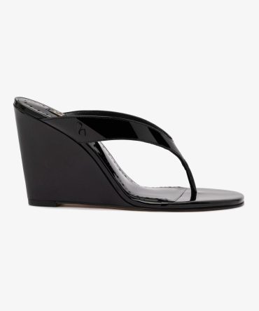 Gaia Wedge Sandal In Black Leather