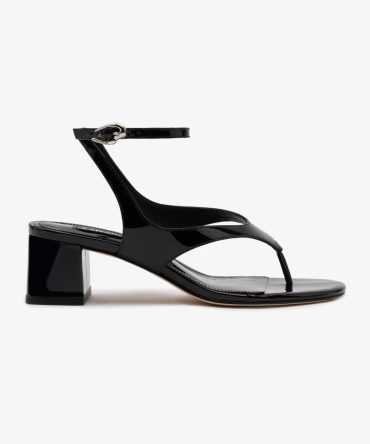 Gaia Block Sandal In Black Leather