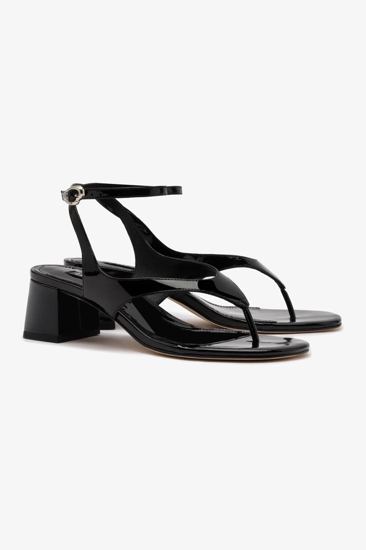 Gaia Block Sandal In Black Leather - Image 2
