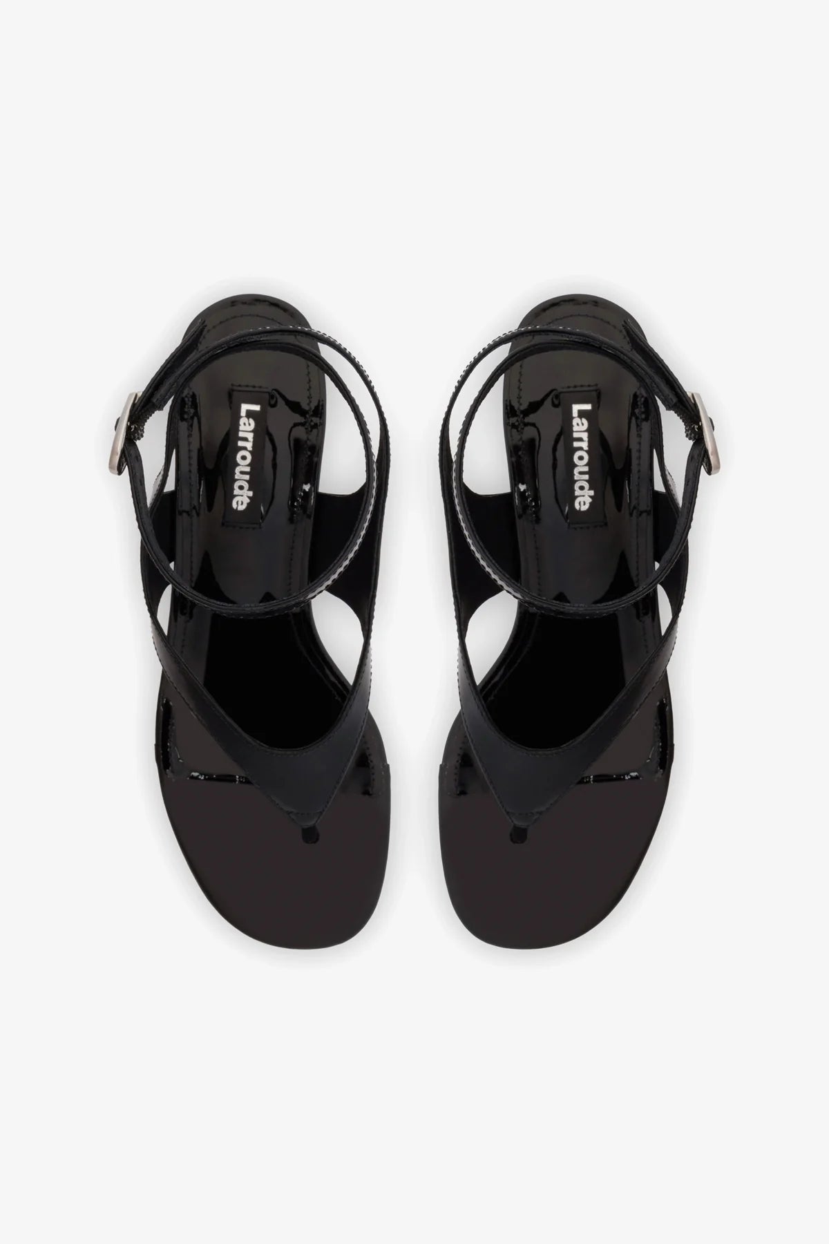 Gaia Block Sandal In Black Leather - Image 3
