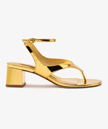 Gaia Block Sandal In Gold Specchio