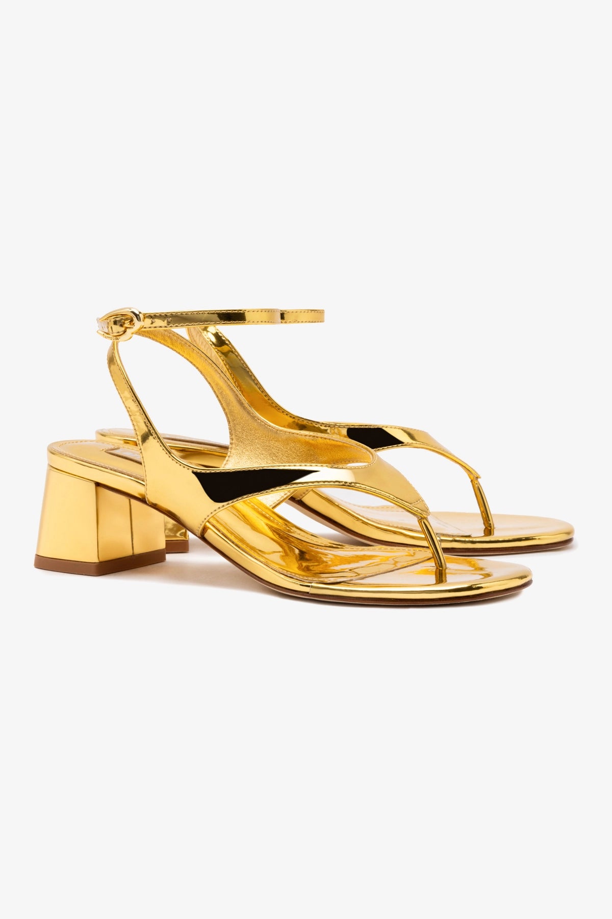 Gaia Block Sandal In Gold Specchio - Image 2