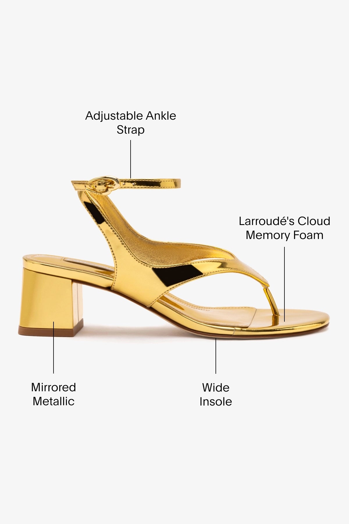 Gaia Block Sandal In Gold Specchio - Image 5