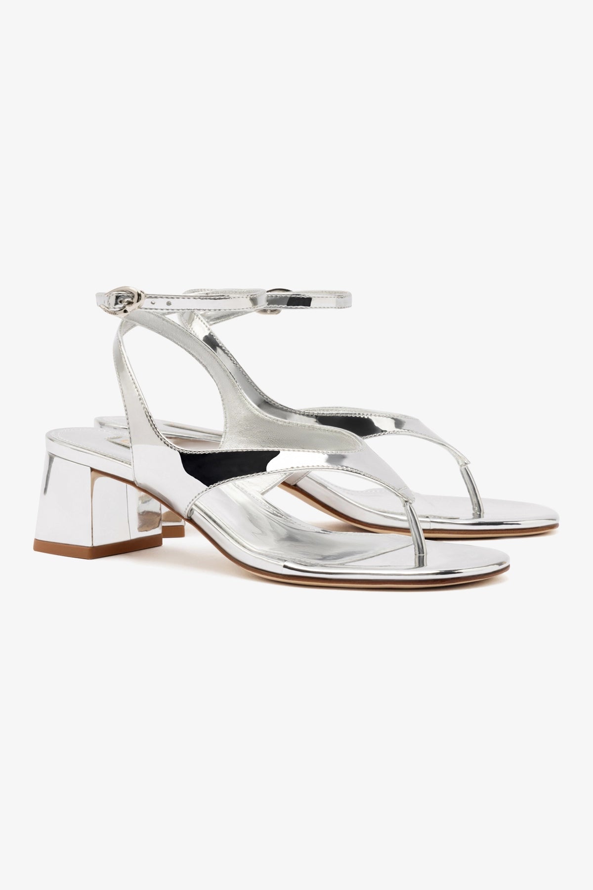 Gaia Block Sandal In Silver Specchio - Image 2