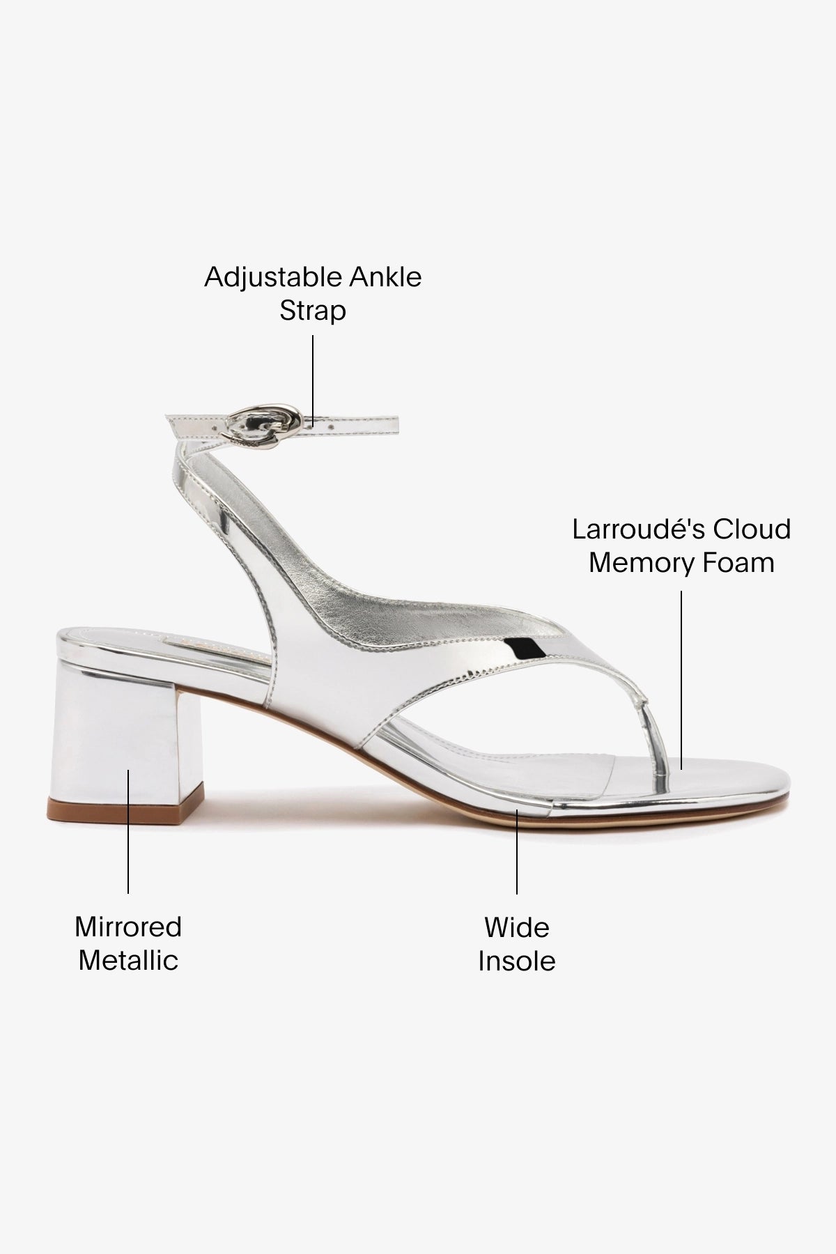 Gaia Block Sandal In Silver Specchio - Image 5