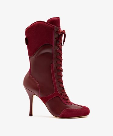 Larroudé x Jonathan Cohen High Heel Sneaker Boot In Burgundy Suede