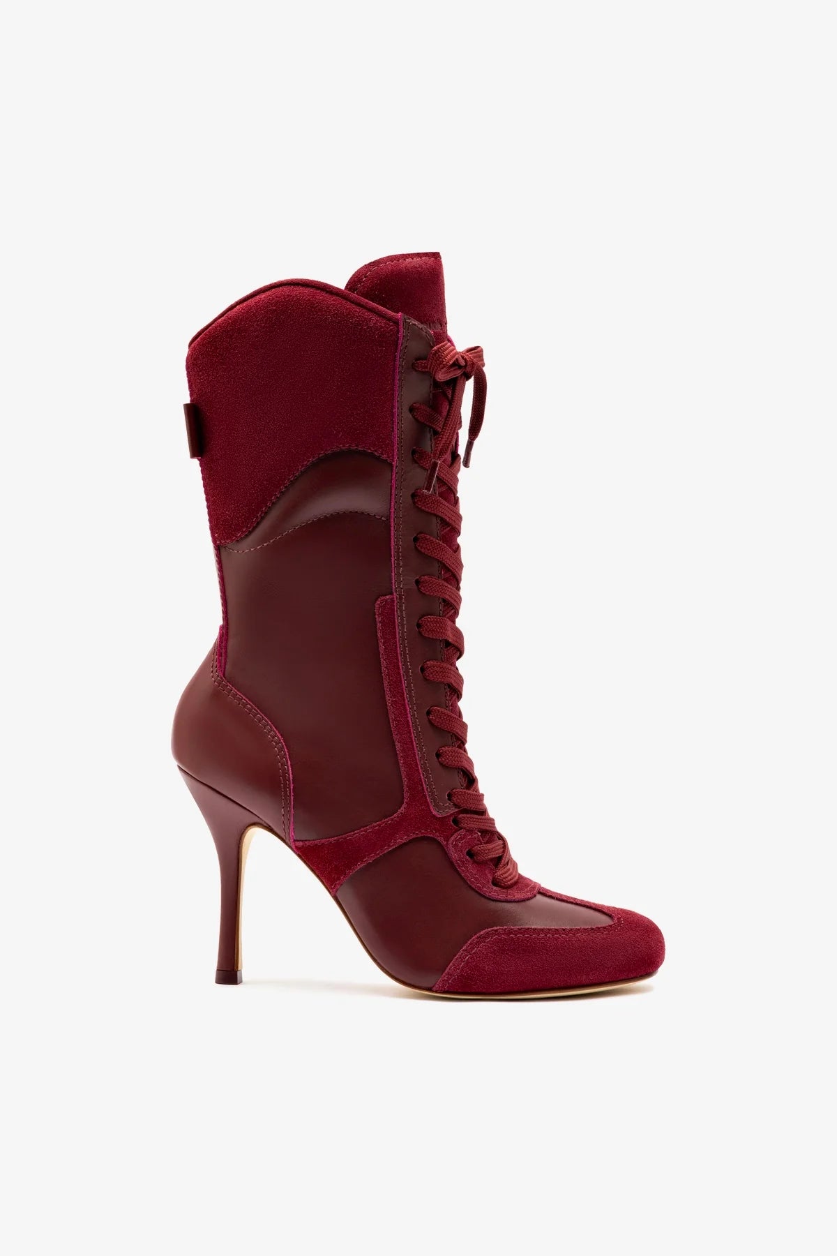 Larroudé x Jonathan Cohen High Heel Sneaker Boot In Burgundy Suede