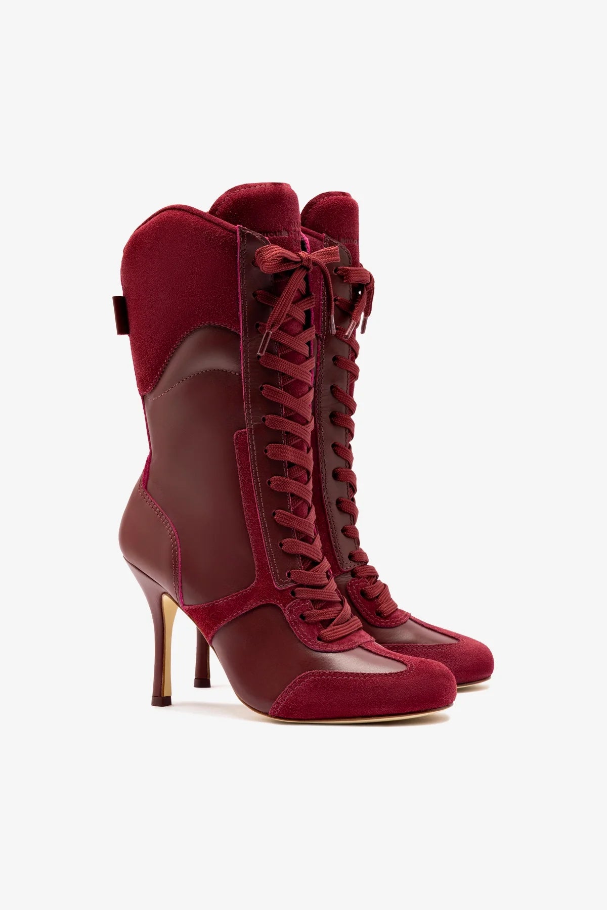 Larroudé x Jonathan Cohen High Heel Sneaker Boot In Burgundy Suede - Image 2
