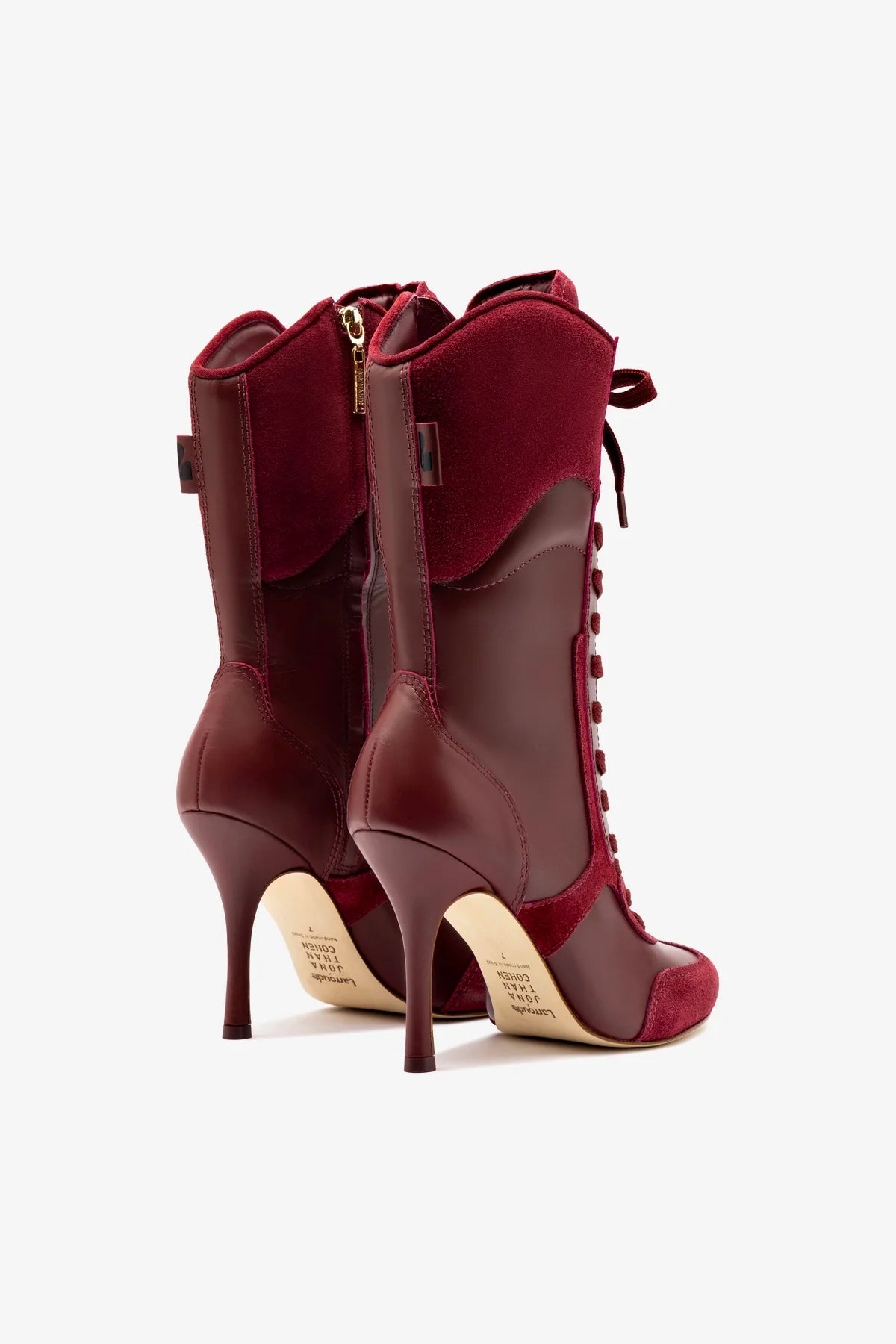 Larroudé x Jonathan Cohen High Heel Sneaker Boot In Burgundy Suede - Image 3
