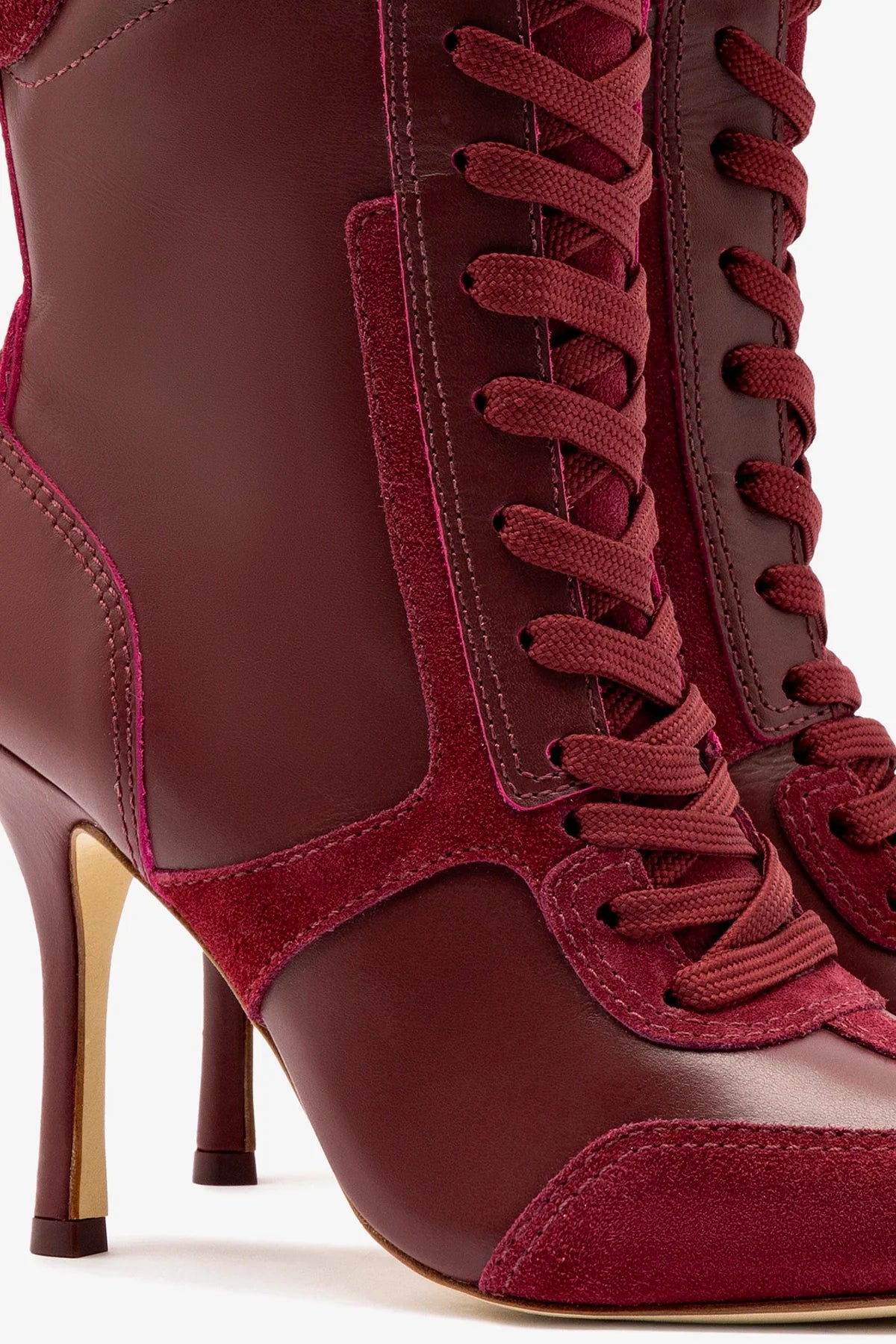 Larroudé x Jonathan Cohen High Heel Sneaker Boot In Burgundy Suede - Image 4
