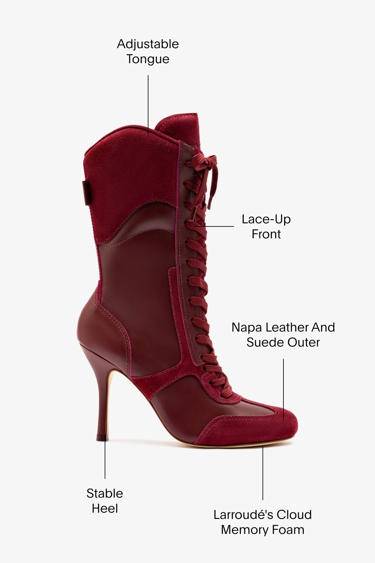 Larroudé x Jonathan Cohen High Heel Sneaker Boot In Burgundy Suede - Image 6