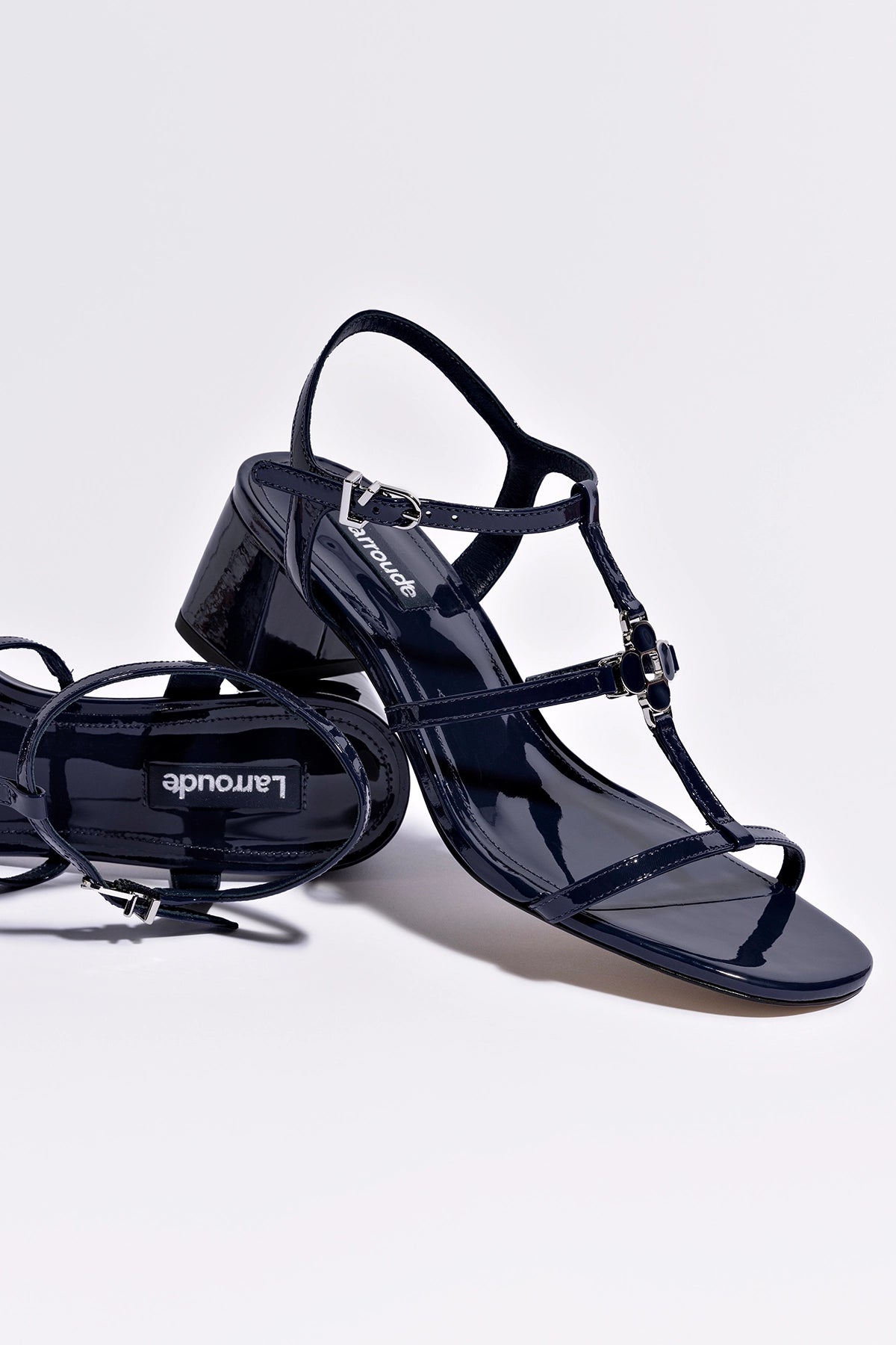 Hana Block In Navy Patent Leather - Image 7