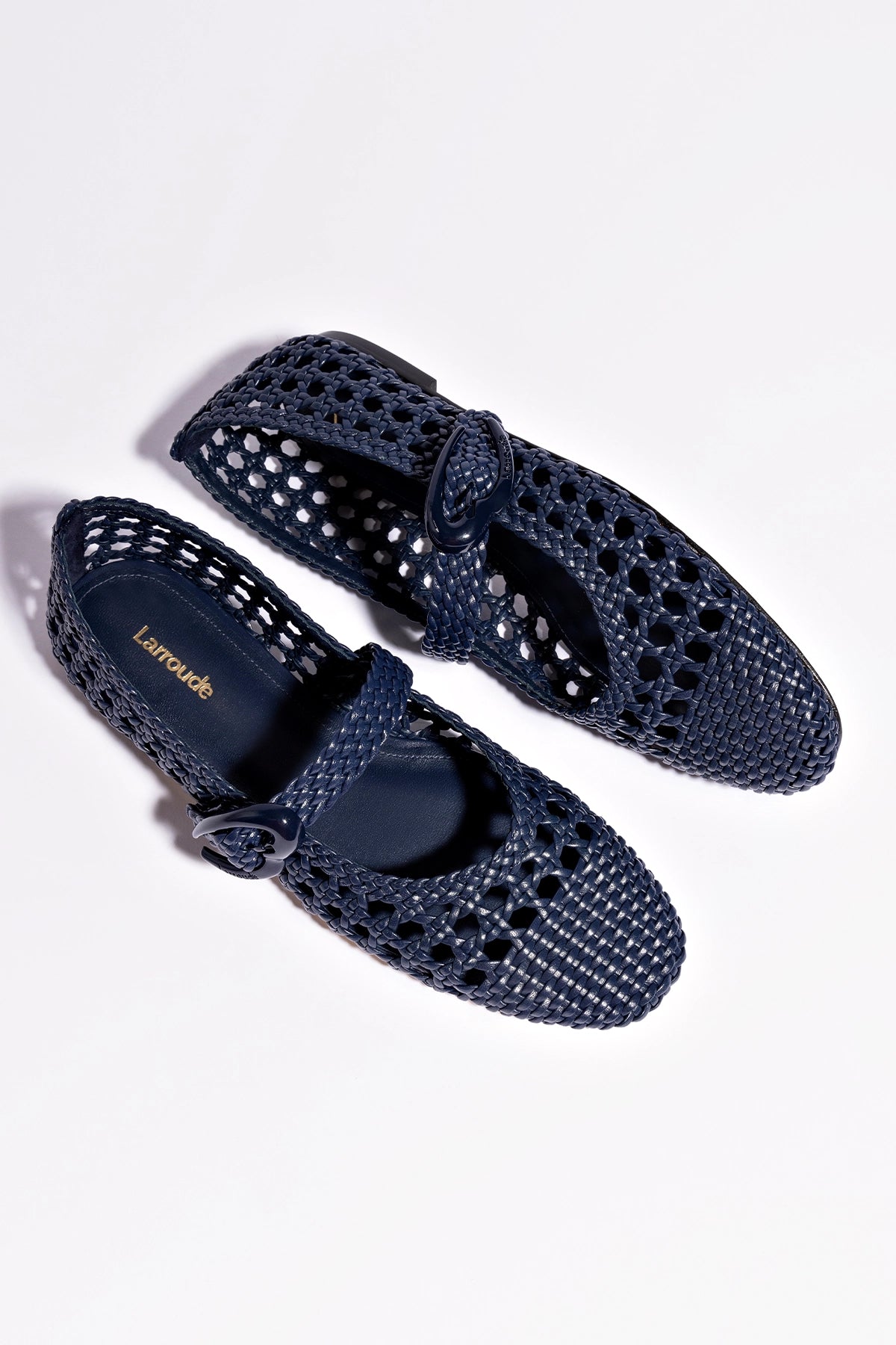 Verona Macrame Ballet Flat In Navy Leather - Image 7