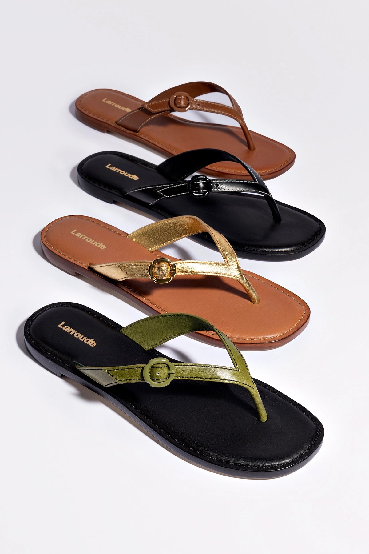 Mary Kate Flat Sandal In Seaweed Leather - Image 7